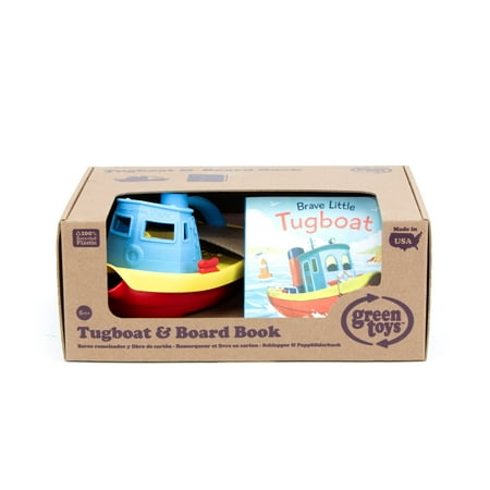 Green Toys Tugboat & Brave Little Tugboat Board Book, Toddlers Ages 6 months and up, Unisex