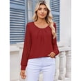 thumbnail image 4 of Weardear Women's Lace Long Sleeve Tops Crew Neck Pleated Tunic Top Business Work Dressy Blouses, 4 of 8