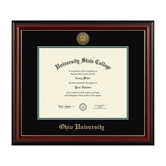 Framerly - Ohio Diploma Frame with Black and Tartan Green Mat