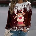 thumbnail image 2 of Sudaderas de Cuello Redondo de Navidad Para Mujer Moda Casual Manga Larga Estampado Tops Blusa Odeerbi ODB191251, 2 of 6