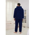 thumbnail image 2 of Vulcanodon Mens Plush Hooded Zipper Pajama Set, Soft Warm Long Sleeve Sleepwear with Pockets Fluffy Fuzzy Cozy Pjs（Navy+light Grey, S）, 2 of 4