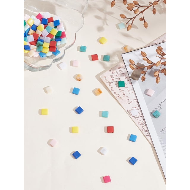 120Pcs 12 Colors Opaque Acrylic Slide Charms Square Mixed Color 5.2x5.2x2mm Hole: 0.8mm 10pcs/color