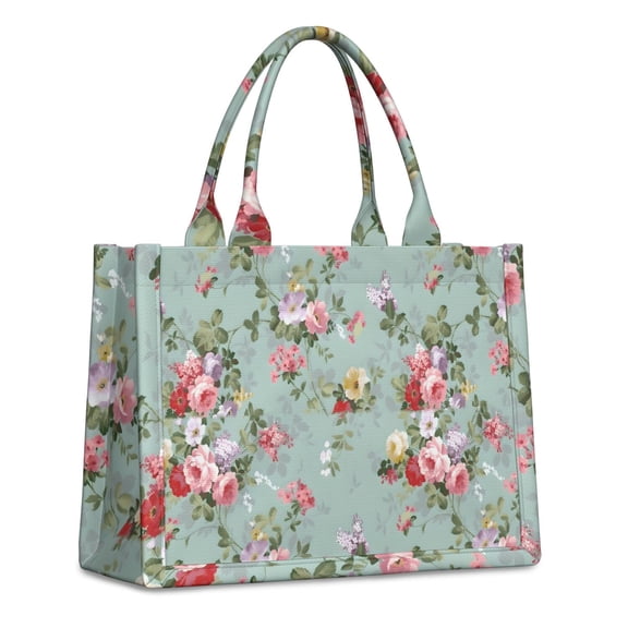 Large Capacity Tote Bag,Pioneer Flower Floral Print Pattern Handbag Fashion Luxury Tote Bag,15.7"x13"x 5.1" Inches,Laptop Compatible