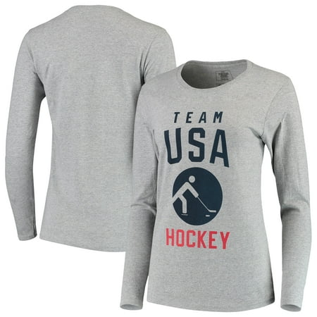 Team USA Women's 2018 Winter Olympics Hockey Team Sport Pictogram Long Sleeve T-Shirt - Heather Gray