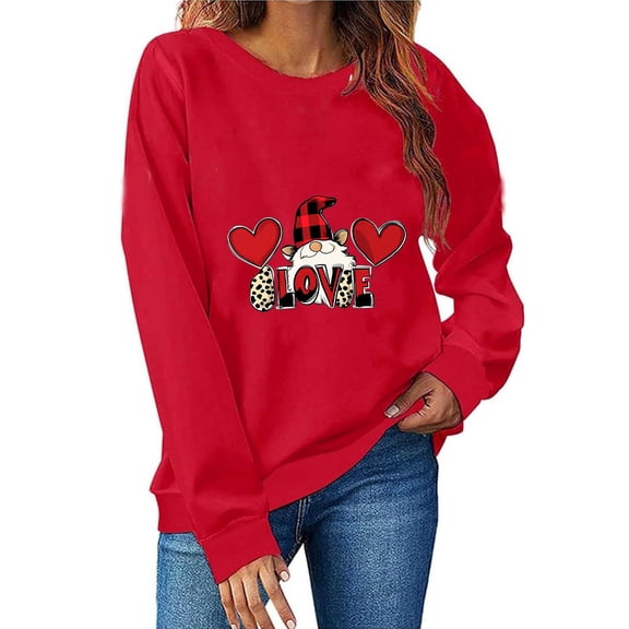 qucoqpe Women's Valentines Crewneck Sweatshirt Long Sleeve Shirts for Women Fall Winter Fashion Oversized Pullover Tops