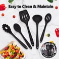 thumbnail image 7 of Walchoice 5 Pcs Silicone Cooking Utensils Set, Heat-Resistant Kitchen Utensils Set, Food-Grade Kitchen Tools, Soup Ladle, Slotted Spoon, Slotted Turner, Spoon, Pasta Server - Black, 7 of 7