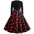 thumbnail image 4 of Fgvctg Womens Valentine'S Day Wedding Guest Dress Elegant V Neck Vintage Dress Cocktail Love Heart Print Casual Dress 1950S Date-Night Long Sleeve Plus Size Dressy Outfit Red M, 4 of 4