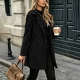 thumbnail image 6 of Cmfcve Womens Plus Size Hooded Coats Double‑Breasted Mid Length Overcoat Long Sleeve Casual Outerwear Jacket, 6 of 8