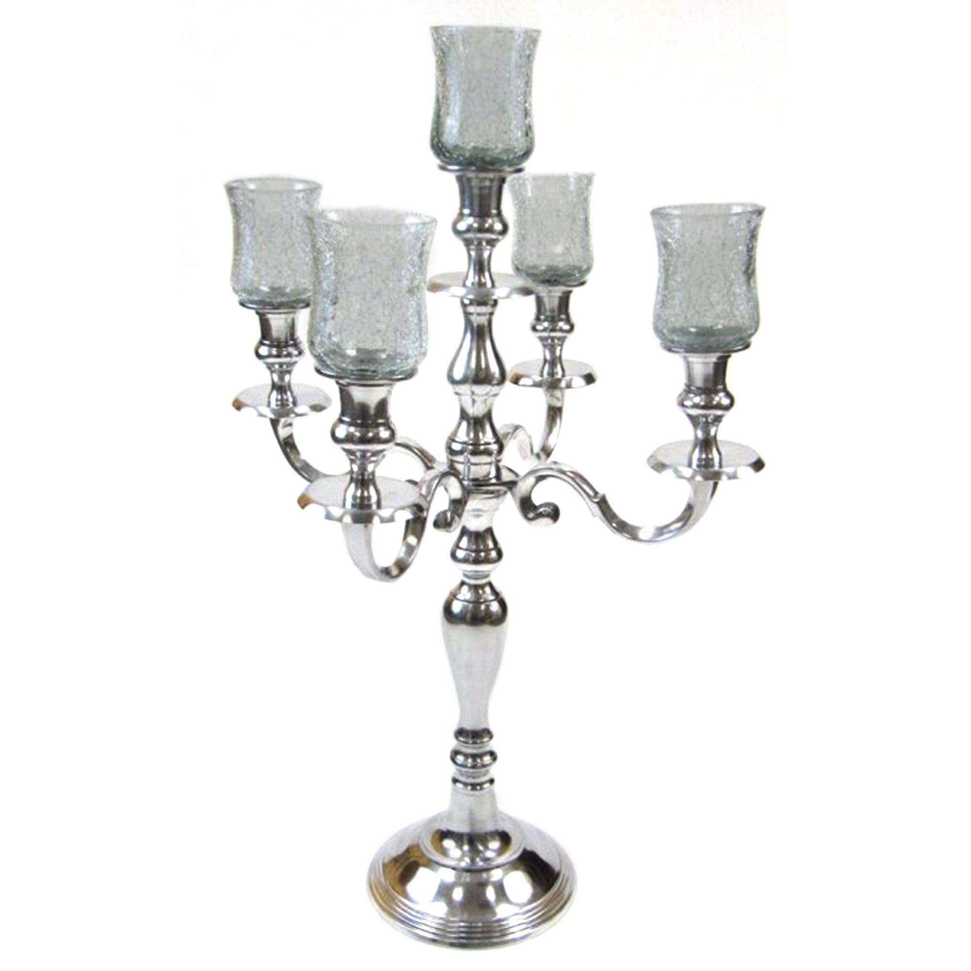 Candle Holder 14 Point Antler Taper Antiqued Finish Metallic Silver Brand NEW  
