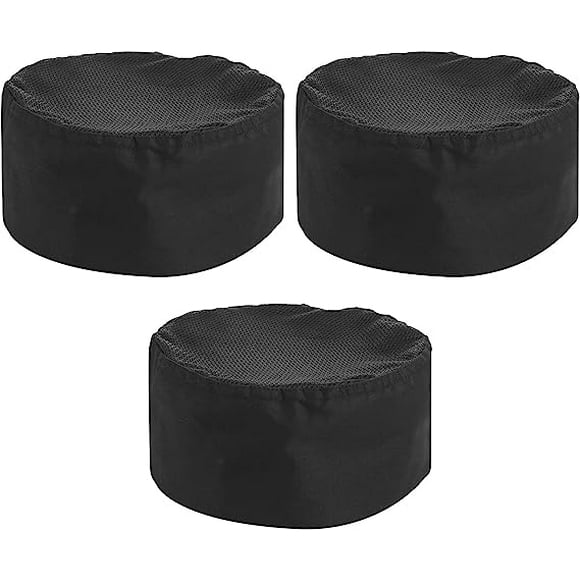3 Pièces Chapeau Toque de Chef Hat Cuisine Service Alimentaire Chapeau avec Elastique Taille Unique Noir