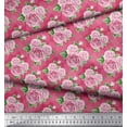 thumbnail image 2 of Soimoi Moss Georgette Tissu Check, Feuilles & Rose Imprimé Floral Tissu par la Cour 42 Pouces de Large, 2 of 3