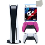 Sony Playstation 5 Disc Version (PS5 Disc) with Extra Pink Controller and Gran Turismo 7 Launch Edition Bundle with Cleaning Cloth
