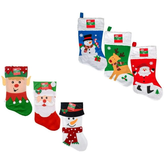 Christmas House Set of 6 Pack Felt and Whimsical Christmas Character Stockings, 18 inch