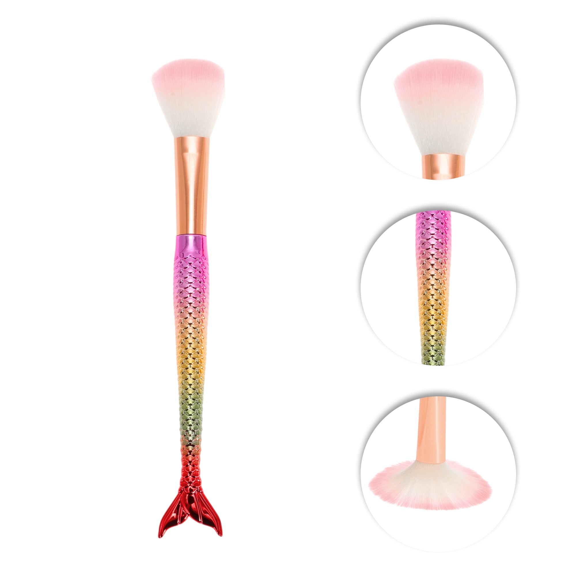 Unique Bargains 4 Pcs Soft Portable Mermaid Makeup Brush Set for Cosmetic Pink