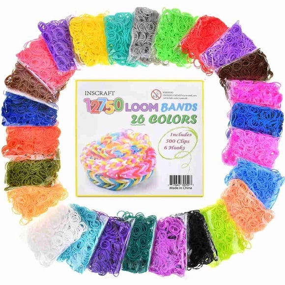Kit de recarga de bandas elásticas INSCRAFT Loom Bands 12750 piezas con Acc