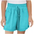 thumbnail image 2 of Kureaily Girls Summer Shorts Feel Elastic Waist With For Big Kids And Tweens Athletic Play Shorts ,Solid Color Basic Casual ShortsSize 3-4 Years ,Blue, 2 of 5