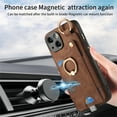 thumbnail image 6 of ELEHOLD Back Wallet Case for iPhone 13 Pro Max Premium PU Leather Credit Card Slots Strong Magnetic Compatible with Magnetic Car Mount Holder Finger Ring Holder Stand Drop Protection Case,brown, 6 of 8