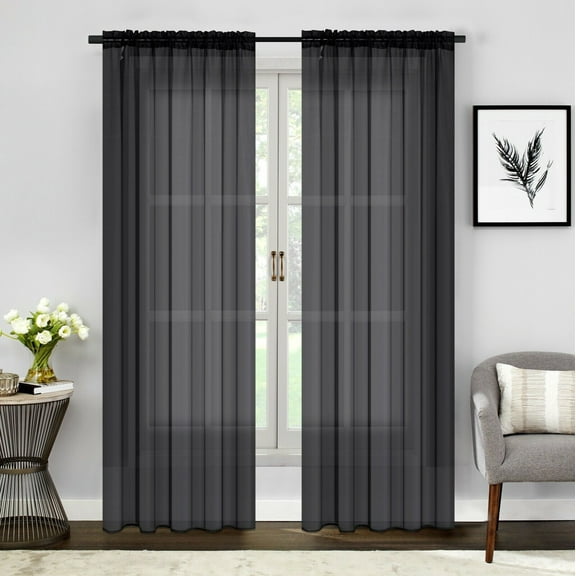Empire Home Fashion Sheer Elegance Solid Sheer Curtains, 54” x 84” (2 Panels)