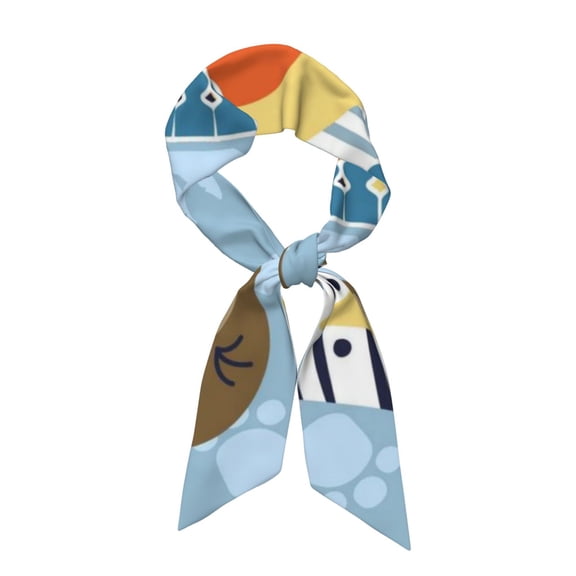 Easygdp Giraffe Come Out From Zipper Neck Scarf Printed Scarves Head for Women'S Fashion Satin Scarfs For Bag Hair for Dating, Travel