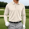thumbnail image 5 of Sewkxo Men’s Casual Polo Shirt Long Sleeve waffle Button Collared Polo Knit Stretchy Golf Pullover Sweaters,Beige 5XL, 5 of 5