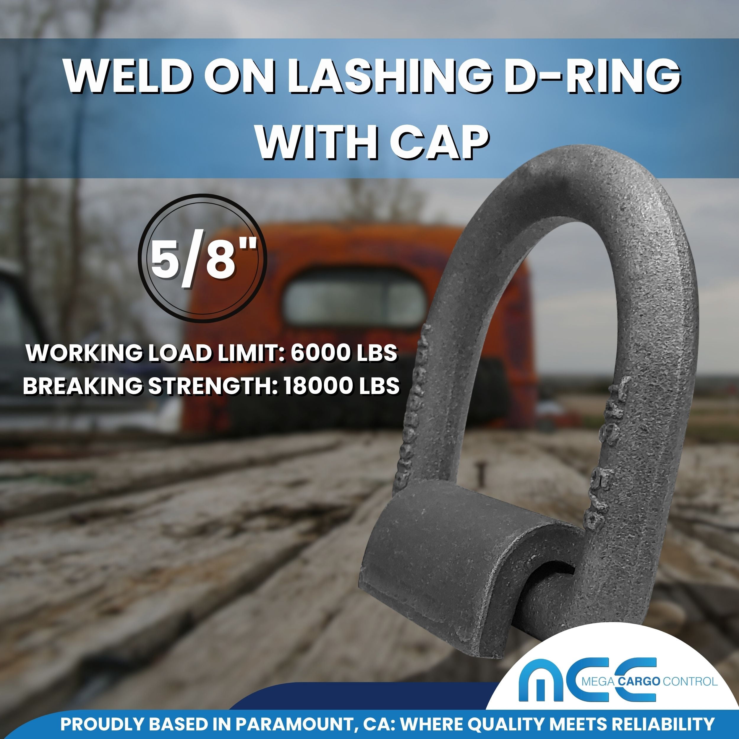 Mega Cargo Control 10 Pack Heavy Duty 5/8" Weld-On D Ring for Flatbed Truck Trailer Tie Down WLL: 6000 lbs