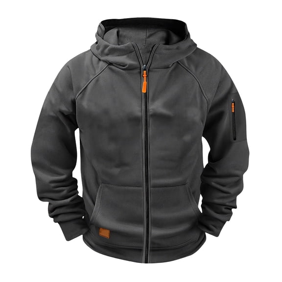 EnJoCho Boys Full Zip Hooded Sweatshirt Plain Thick Fleece Jacket With Cargo Pockets Long Sleeve Outerwear Suitable Teen Youth Boys Outdoor Activewear And Cool Weather Daily Clothing