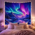 thumbnail image 2 of Aurora Borealis Over Snowy Mountains with Frozen Lake, Mystical Digital Art for Nature Lovers, Winter Wall Decor, Housewarming Gift Tapestry Wall Hanging for Bedroom and Living Room, 2 of 7