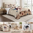 thumbnail image 6 of Queen Quilt Set 90''x96'', Independence Day Lightweight Bedspread Coverlet Set with 2 Pillow Shams, Rustic Texas Star Farmhouse Wooden Breathable All Season Quilt Bedding for Bedroom/Guest Room, 6 of 9