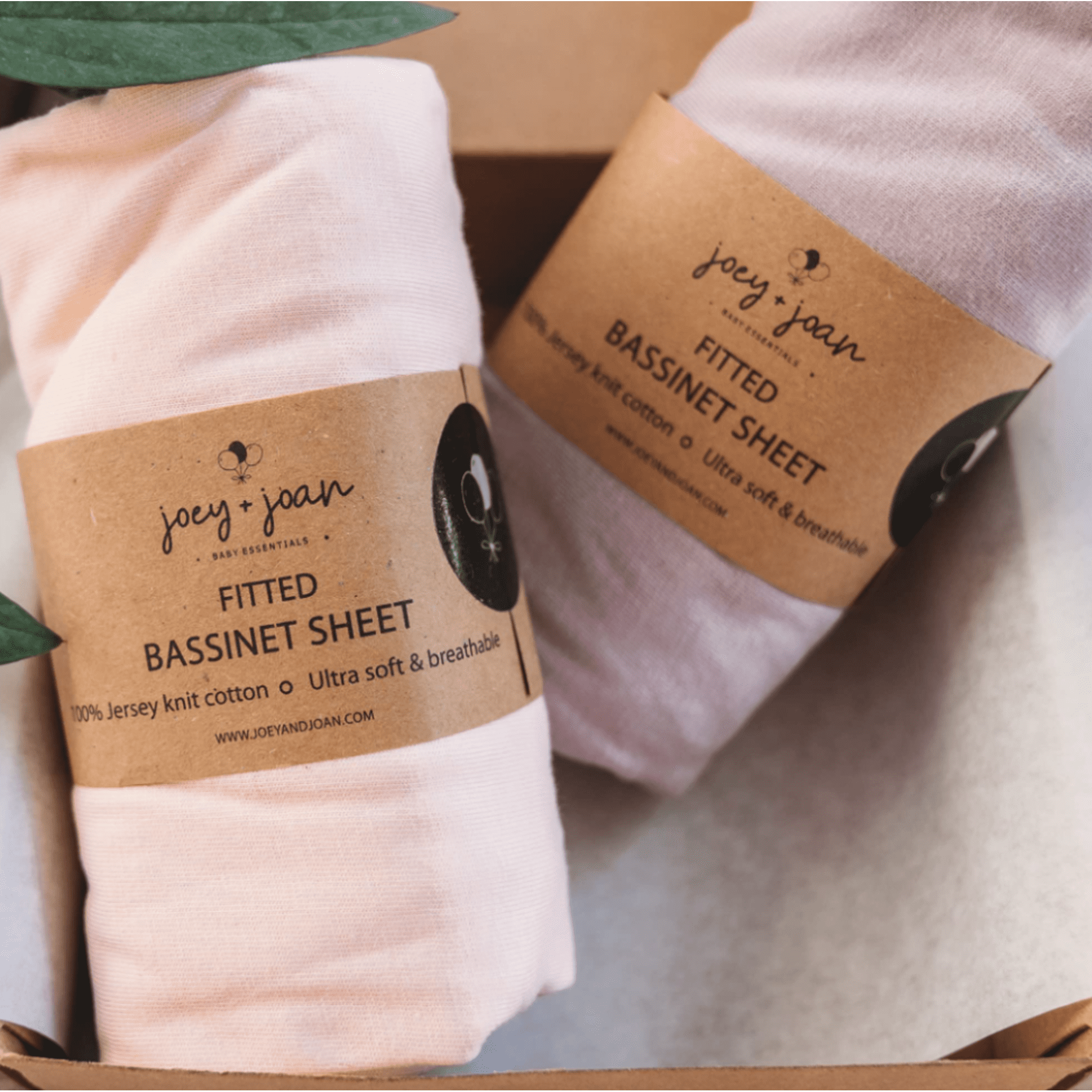 Joey + Joan Fitted Sheets for Dream on Me Traveler Portable Bassinet & Skylar, Seashell Bedside Sleeper (21 x 33 inch) – Pale Pink + Lilac (2 Pack)