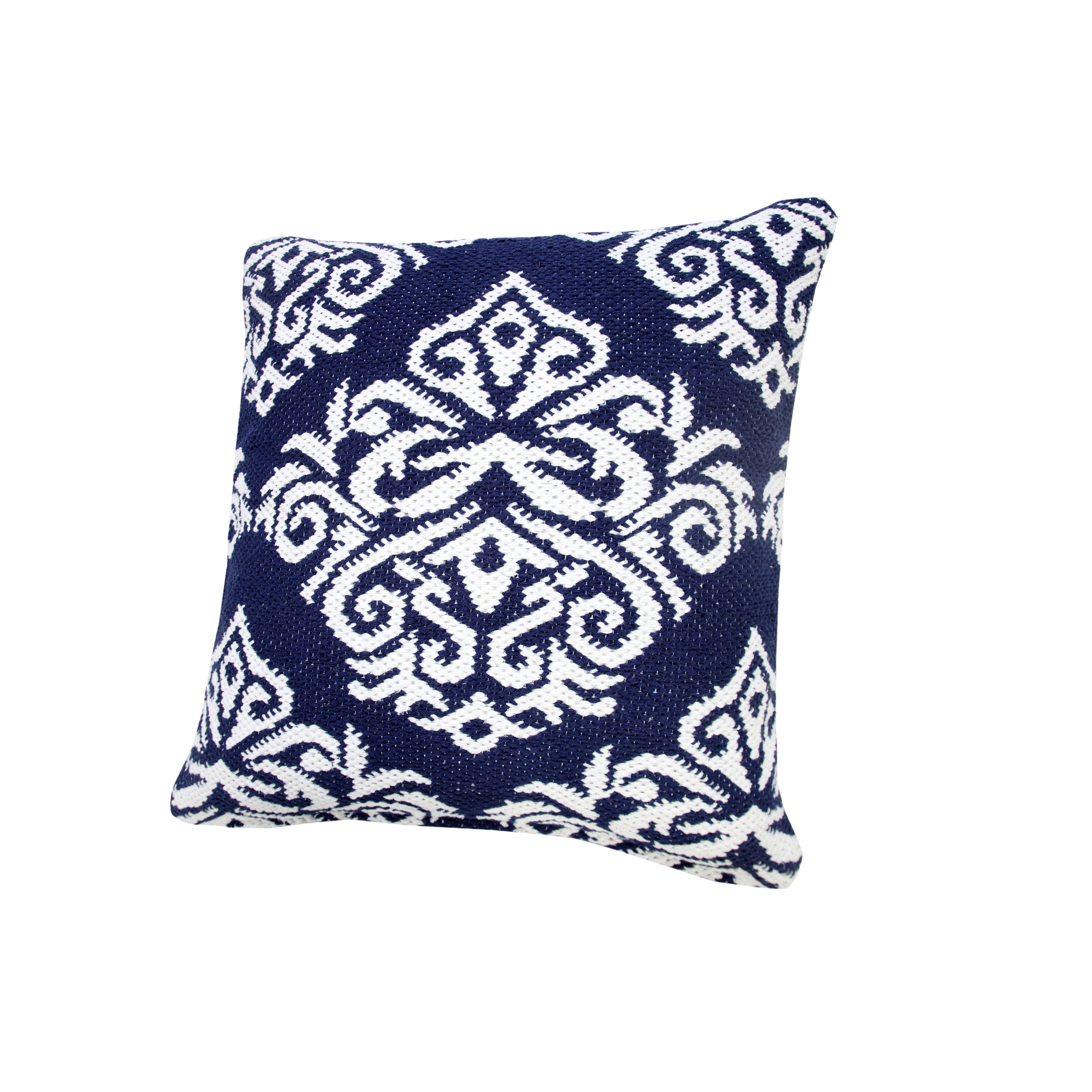 Ox Bay Damask Throw Pillow, Blue and White, 20" Square, Count Per Pack 1