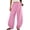 Pink, variant on Women's Drawstring Waist Wide Leg Trousers with Pockets for Summer Beach Daily Outfits