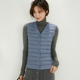thumbnail image 2 of Womens Button Down Vest Light Packable Sleveless Jacket Round Collar V Neck Vest Navy L, 2 of 4