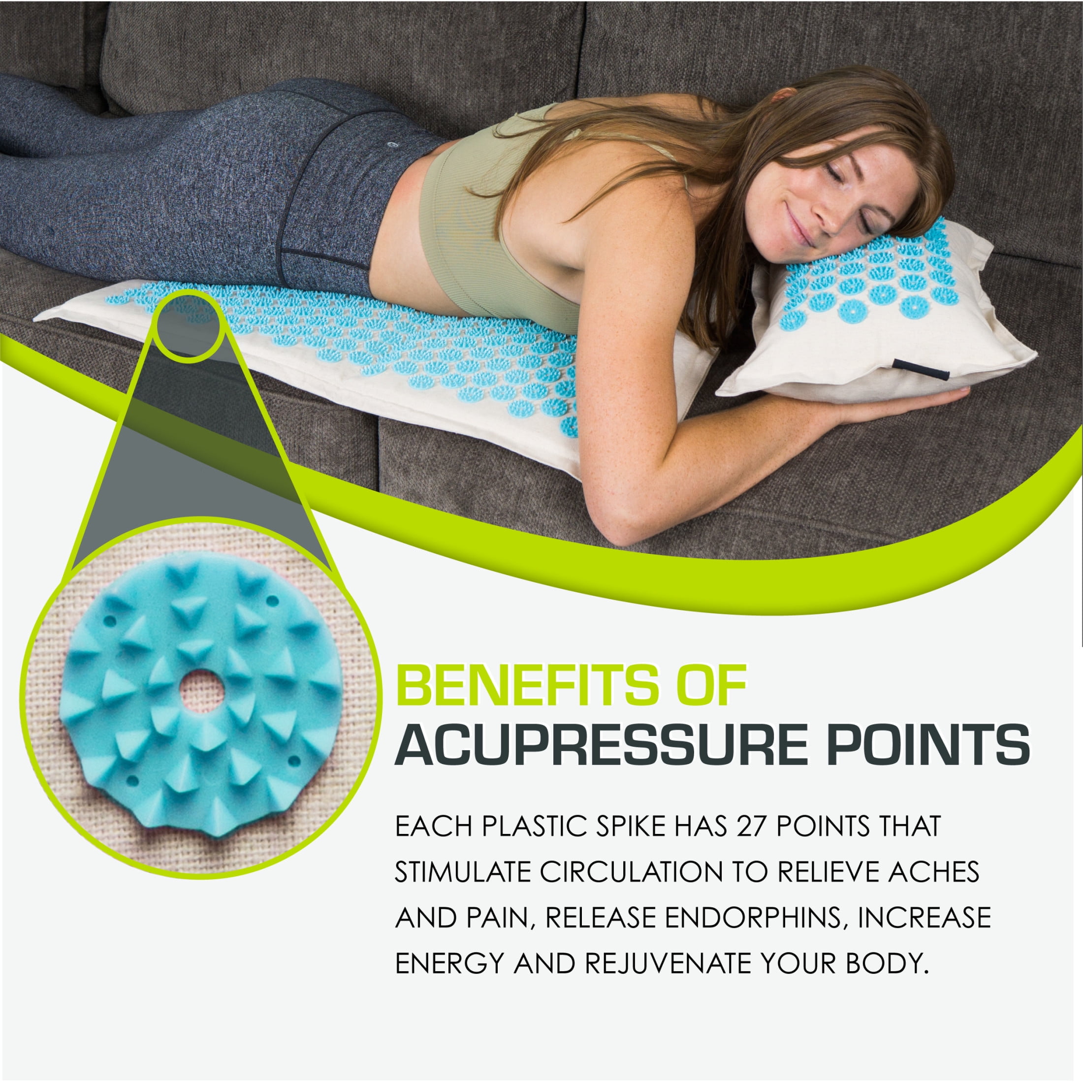 ProsourceFit Ki Acupressure Mat and Pillow Set for Relieving Back/Neck Pain