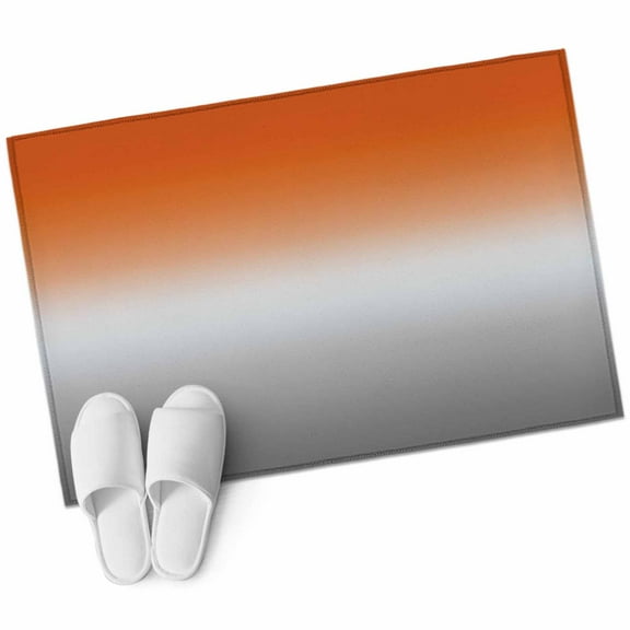 Burnt Orange Gray Ombre Bathroom Mat 2x3 FT, Non Slip Small Kitchen Mat, Modern Gradient Abstract Art Washable Soft Backed Front Door Throw Rug Non-Shedding Indoor Outdoor Doormat for Entryway Sink