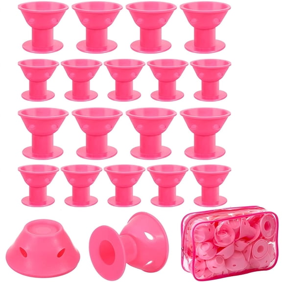 40 Pcs Silicone Hair Rollers,Heatless Curling Rod Headband,Pink Include 20pcs Large Overnight Hair Curlers 20pcs Small Curlers for Women Girls Long and Short Hair