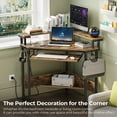 thumbnail image 5 of HXULER Corner Desk, 44.5" W x 34.5" H Small Computer Desk with Power Outlets, Gaming Desk with LED Lights, Triangle Corner Desk with Keyboard Tray & Monitor Stand for Small Space,Rustic Brown, 5 of 6