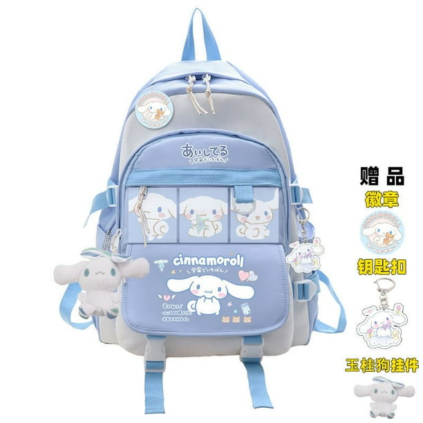 Sanrio-mochila de juguete de felpa Cinnamoroll para niño y niña, Bolsa Escolar Kawaii para estudiantes, ordenador grande, color negro, Y2k, azul, novedad