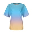 thumbnail image 4 of Tee Tops for Women Trendy Gradient Print Short Sleeve Pullover T-Shirts Classic Fit Pullovers Casual Summer Outfits Clothes 2025, 4 of 5
