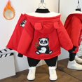 thumbnail image 2 of Gubotare Fall Jacket for Girls Girls Fleece Jacket Fuzzy Hoodie Winter Coat with Full Zip Fluffy Outerwear Size 5T 6T,(Red 5-6 Years), 2 of 5