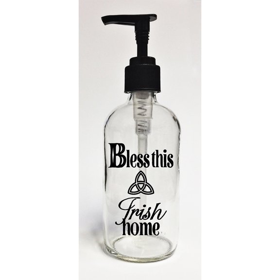 Dexsa Bless This Irish Home Glass Soap Dispenser with Trinity Knot - 8 Ounces