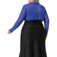 thumbnail image 4 of DARING DIVA Plus Size Mesh Crop Long Sleeve Sheer Bolero Shrug Top 1X Royal Blue, 4 of 6