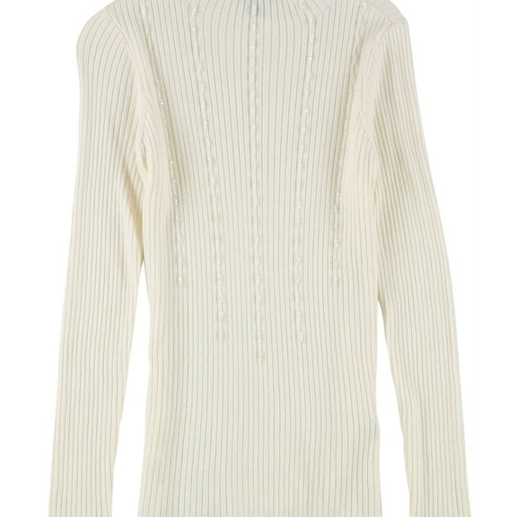 Alfani Womens Beaded Pullover Sweater, White, Small