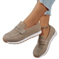 thumbnail image 4 of HTHLVMD Woman's Loafer Casual Sneakers, Woman's Chunky-Soled Low-Top Penny Loafers Slip-On Slip-Resistant Lightweight Wedge Walking Shoes for Casual, Business, and Work, Khaki 8, 4 of 6