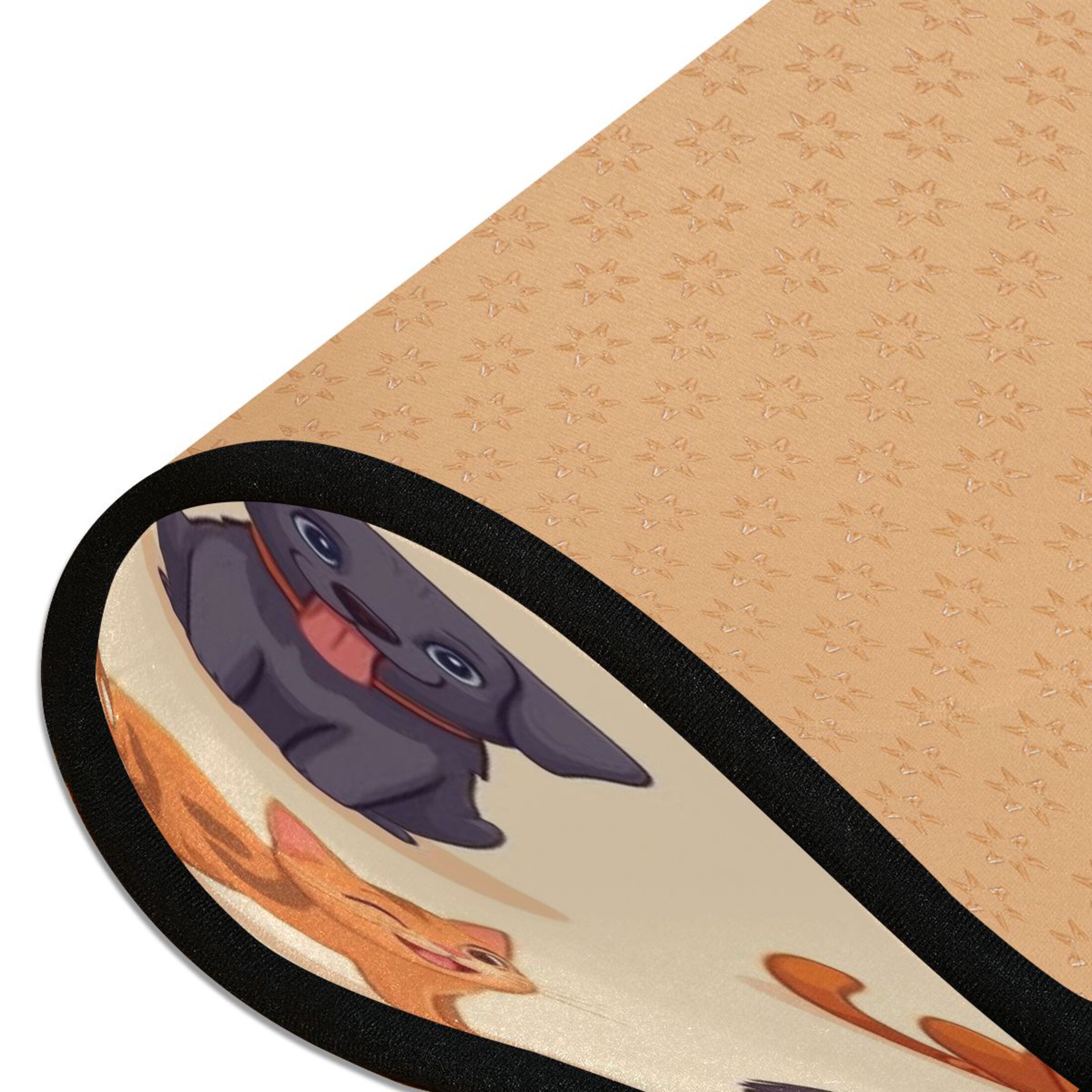 Cartoon Cats and Dogs Pattern 72x24" Runner Rug, Non-Slip Memory Foam Cushion, Anti-Crease for Hallways and Bedrooms