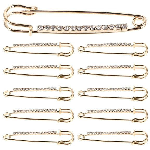 TUWAFE 12 Pcs Large Safety Pins Crafts Clothes Brooch Decorative Sweater Metal Small Dress Fixing