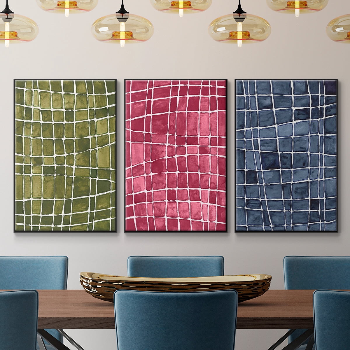 Square Bluff I - Framed Premium Gallery Wrapped Canvas L Frame 3 Piece Set - Ready to Hang