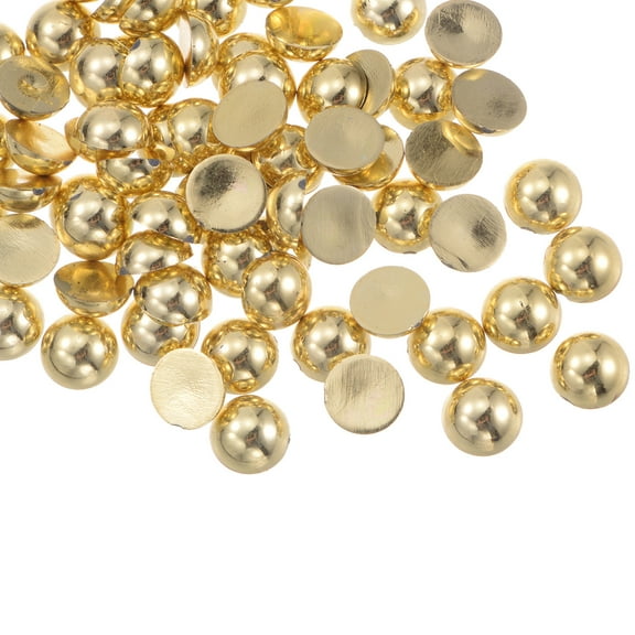REGALWOVEN AB Flat Back Pearls Loose Half Round Resin Pearl Beads DIY Crafts Making Shoes Costume Metallic Gold Tone