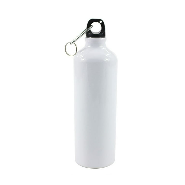 Dasbsug 400/500/600/750ml White Blank Sublimation Water Bottle with  Carabiner Aluminum Outdoor Sport Kettle for Heat Press Print