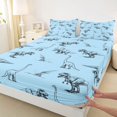 thumbnail image 4 of Homewish Wild Dinosaur Queen Sheets,Safari Animals Sketch Queen Sheet Sets,Blue,4 Pieces,1 Flat Sheet, 1 Fitted Sheet and 2 Pillowcases, 4 of 6