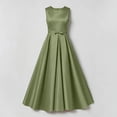 thumbnail image 7 of AHTJRT Bridesmaid Dresses for Girls Satin Soft Bow Tie Front Sleeveless Formal Pageant Ball Gown Party Princess Wedding Guest Dresses Sky Blue#02 11-12 Years, 7 of 7